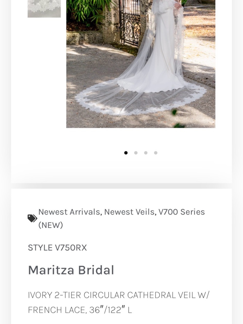 Cathedral White Wedding Veil with Blusher - Picture 3 of 3